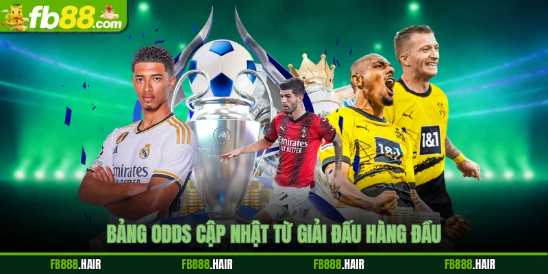 Bảng odds cập nhật từ giải đấu hàng đầu